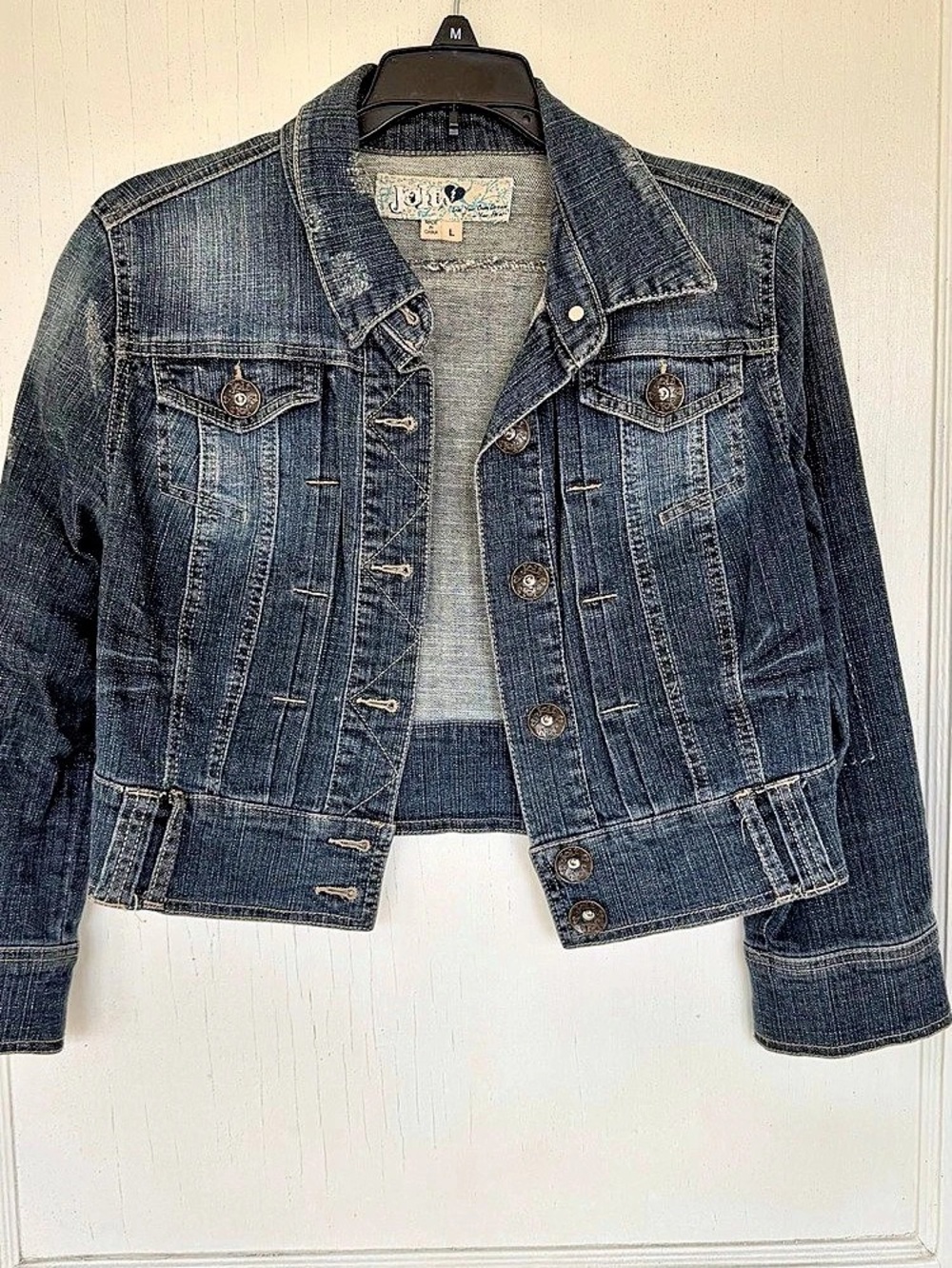 JOLT Cropped Jean Jacket Blue Large